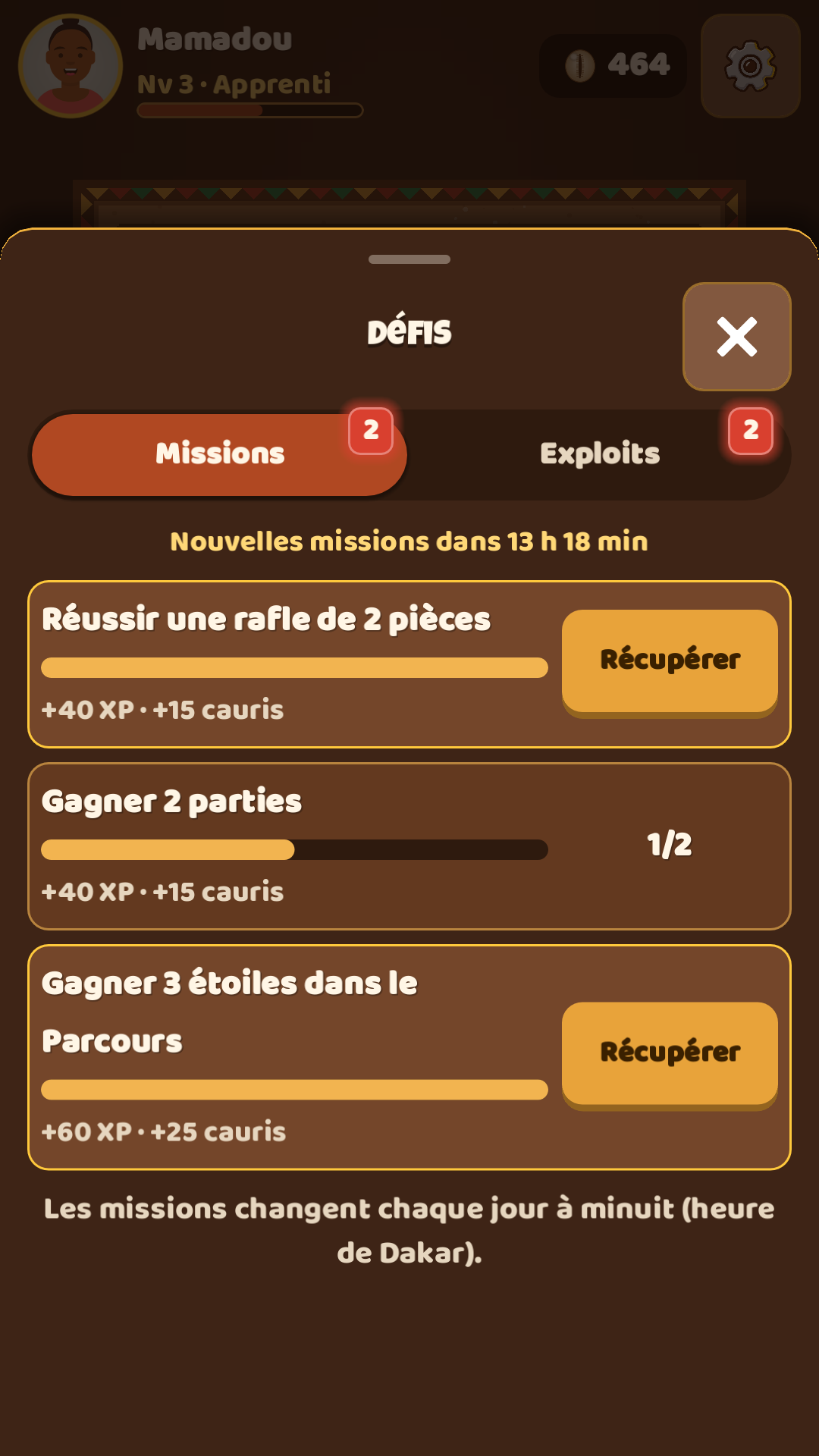 Les défis du jour