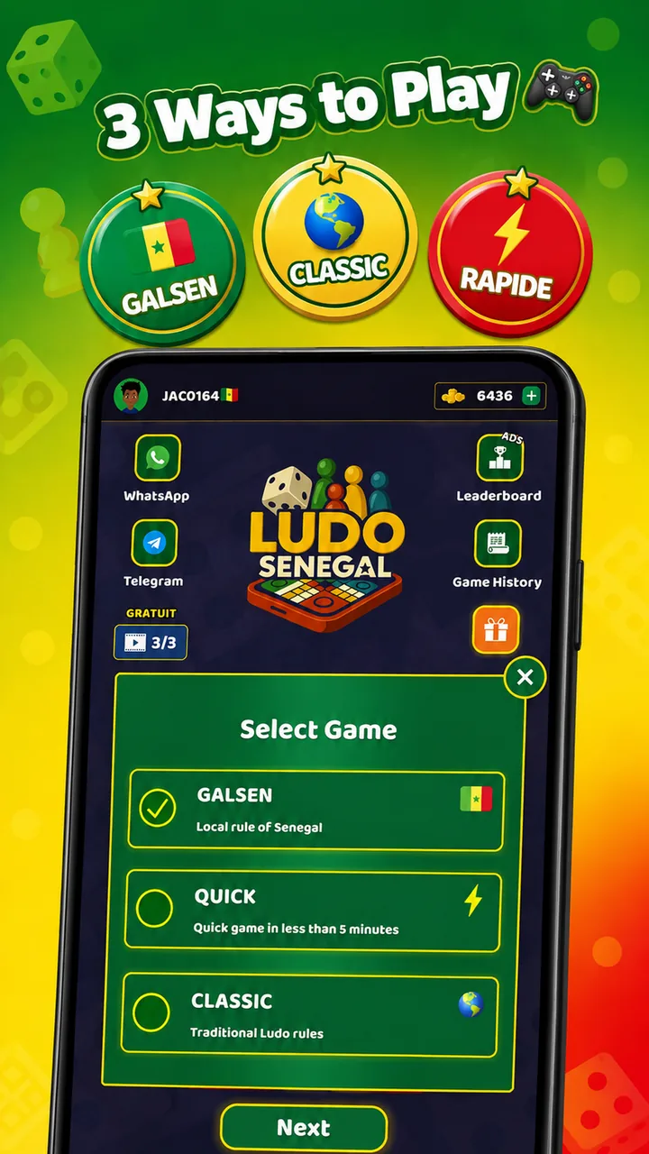 Les 3 modes de jeu : Galsen, Classic et Rapide